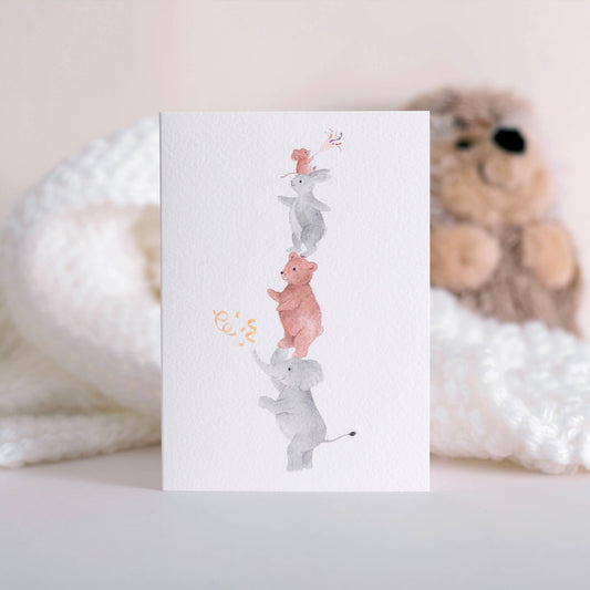 Little Roglets - Animal Tower Card | Birthday Card | Congratulations Card