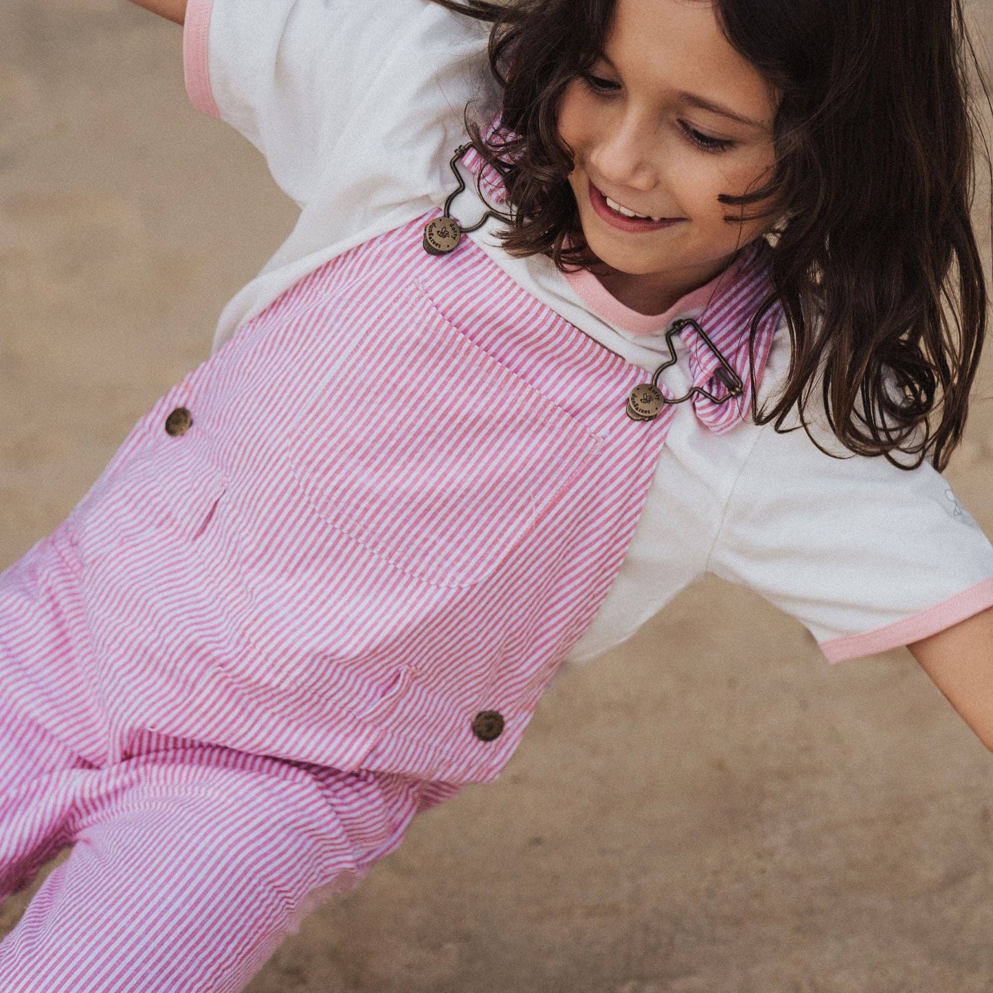 Dotty Dungarees - Fuchsia Seersucker Dungarees